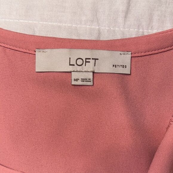LOFT MP Pink Professional Lightweight Sleeveless V-Neck Blouse - Picture 8 of 9
